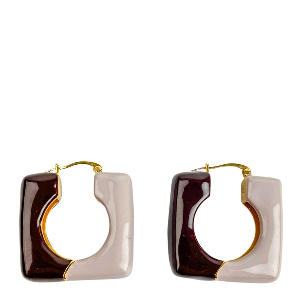 Worn Once Lizzie Fortunato trapeze hoops in berry - Picture 3 of 4